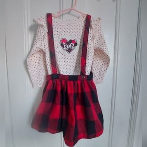 Disney Minnie Mouse Ref Suspender dress with polka dot long sleeve t-shirt 4t